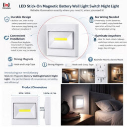 Inbrackets White Battery-Powered Led Indoor Wall Light Switch Nightlight Shed Closet Bright 3W Pack Of 2 - thumbnail 9