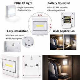 Inbrackets White Battery-Powered Led Indoor Wall Light Switch Nightlight Shed Closet Bright 3W Pack Of 2 - thumbnail 8