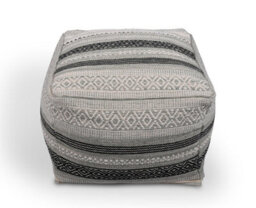Littens Mint Green Geometric Handwoven Chunky Cotton Square Pouffe Seat Bean Bag Footstool 50Cm X 50Cm X 35Cm - thumbnail 4