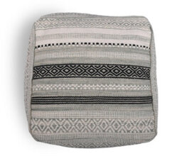 Littens Mint Green Geometric Handwoven Chunky Cotton Square Pouffe Seat Bean Bag Footstool 50Cm X 50Cm X 35Cm - thumbnail 6