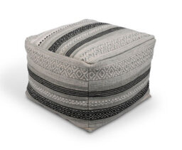 Littens Mint Green Geometric Handwoven Chunky Cotton Square Pouffe Seat Bean Bag Footstool 50Cm X 50Cm X 35Cm