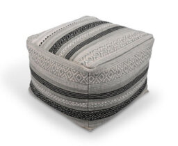 Littens Mint Green Geometric Handwoven Chunky Cotton Square Pouffe Seat Bean Bag Footstool 50Cm X 50Cm X 35Cm - thumbnail 3