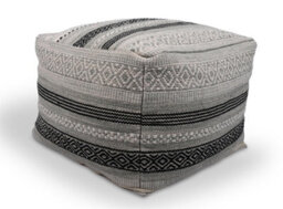 Littens Mint Green Geometric Handwoven Chunky Cotton Square Pouffe Seat Bean Bag Footstool 50Cm X 50Cm X 35Cm - thumbnail 2