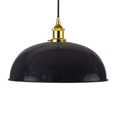 Navy Blue Worcester Painted Dome Pendant Light With Gold Lamp Holder And Black Round Cable - Se Home - image 1