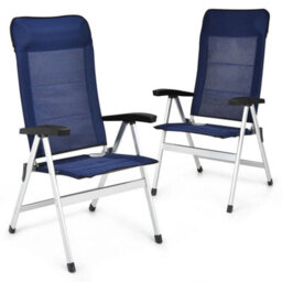 2 Piece Patio Folding Chairs Garden Lounge Chair - thumbnail 1