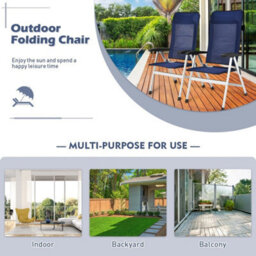2 Piece Patio Folding Chairs Garden Lounge Chair - thumbnail 6