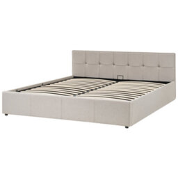 Beliani Ottoman Bed Lauresses Fabric Taupe 180 X 200 Cm (Eu Super King) - thumbnail 4