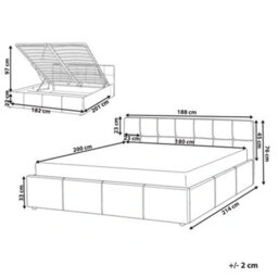 Beliani Ottoman Bed Lauresses Fabric Taupe 180 X 200 Cm (Eu Super King) - thumbnail 3