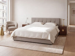 Beliani Ottoman Bed Lauresses Fabric Taupe 180 X 200 Cm (Eu Super King) - thumbnail 2
