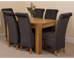 That's Furniture Kuba 125 X 80 Cm Chunky Oak Small Dining Table And 6 Chairs Dining Set With Montana Black Fabric Chairs - thumbnail 1
