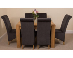 That's Furniture Kuba 125 X 80 Cm Chunky Oak Small Dining Table And 6 Chairs Dining Set With Montana Black Fabric Chairs - thumbnail 2