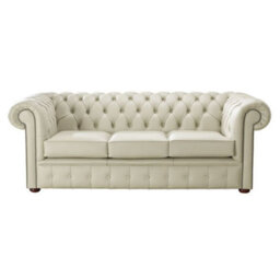 Chesterfield 3 Seater Shelly Cream Real Leather Sofa Bespoke In Classic Style