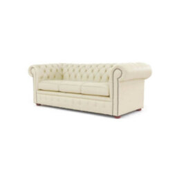 Chesterfield 3 Seater Shelly Cream Real Leather Sofa Bespoke In Classic Style - thumbnail 7
