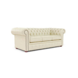 Chesterfield 3 Seater Shelly Cream Real Leather Sofa Bespoke In Classic Style - thumbnail 2