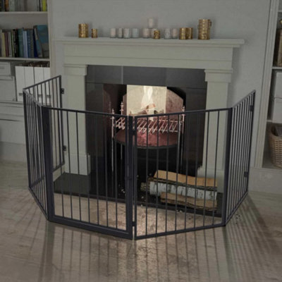 Walplus Pet Fireplace Fence Steel Black - image 1
