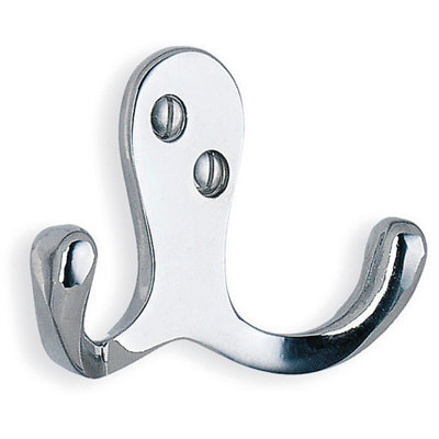 Beslagsboden - Double Towel Hook In Polished Chrome, Height 44 mm