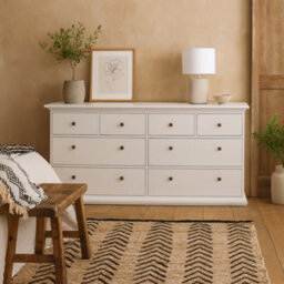 Wyld Haus Osaka Farmhouse Wide 8-Drawer White Wooden Chest - thumbnail 1
