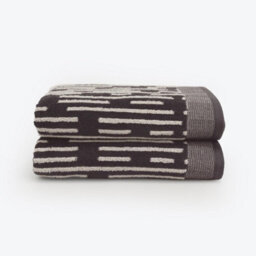 Allure Bath Fashions Pop Up Zero Twist Barcode Stripe Pair Of Bath Towels - Dark Steel
