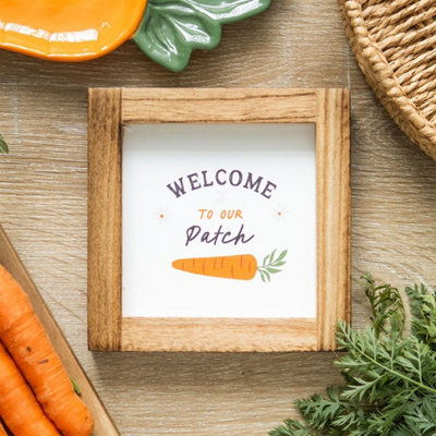 Welcome To Our Patch Wooden Frame Sign - Bunny & Carrot Decor - image 1
