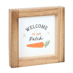 Welcome To Our Patch Wooden Frame Sign - Bunny & Carrot Decor - thumbnail 3