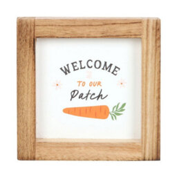 Welcome To Our Patch Wooden Frame Sign - Bunny & Carrot Decor - thumbnail 2