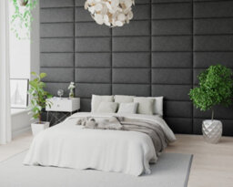 Aspire Easymount Wall Mounted Upholstered Panels, Modular Diy Headboard In Saxon Twill Fabric, Charcoal (Pack Of 2) - thumbnail 3