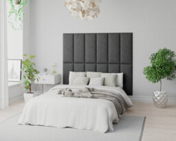 Aspire Easymount Wall Mounted Upholstered Panels, Modular Diy Headboard In Saxon Twill Fabric, Charcoal (Pack Of 2) - thumbnail 1