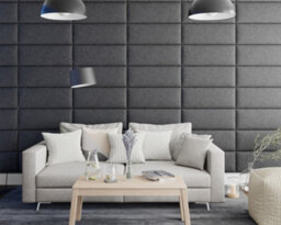 Aspire Easymount Wall Mounted Upholstered Panels, Modular Diy Headboard In Saxon Twill Fabric, Charcoal (Pack Of 2) - thumbnail 2