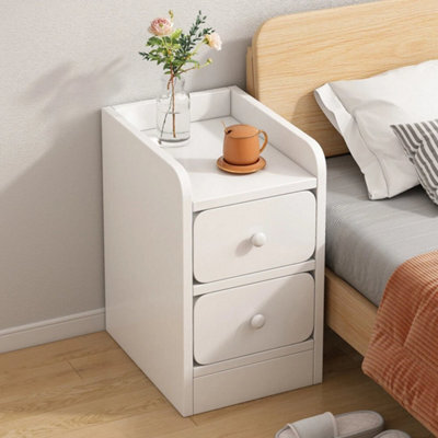 White Bedroom Bedside Table Cabinet Mini Nightstand Storage Shelf W/ Drawer 2 Drawers - image 1