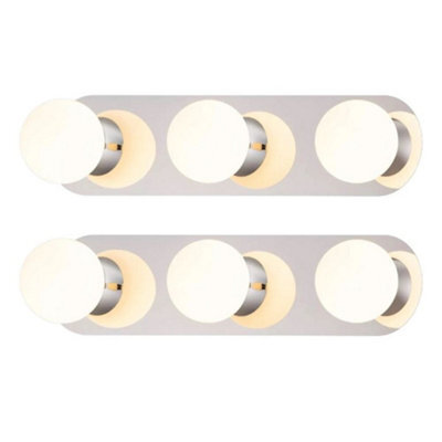 First Choice Lighting Set Of 2 Iris - Chrome With Opal Glass Ip44 Bathroom Led Wall Lights - image 1