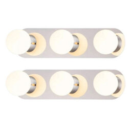 First Choice Lighting Set Of 2 Iris - Chrome With Opal Glass Ip44 Bathroom Led Wall Lights - thumbnail 1