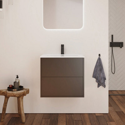 Banyetti Optim Noir 600mm Wall Hung Vanity Unit + Basin - Matt Black - image 1