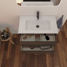 Banyetti Optim Noir 600mm Wall Hung Vanity Unit + Basin - Matt Black - thumbnail 3