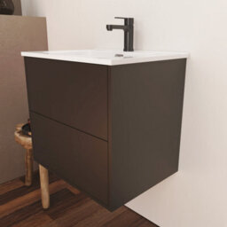Banyetti Optim Noir 600mm Wall Hung Vanity Unit + Basin - Matt Black - thumbnail 2