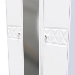 Genoa Ready Assembled Contemporary Matt White Tall Triple Wardrobe With 1 Mirror Door (H)1970mm (W)1110mm (D)530mm - thumbnail 2