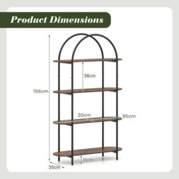 Gainoom Arched Bookshelf 4-Tier Industrial Open Bookcase Freestanding Display Storage Organizer - thumbnail 2