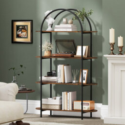Gainoom Arched Bookshelf 4-Tier Industrial Open Bookcase Freestanding Display Storage Organizer - thumbnail 3