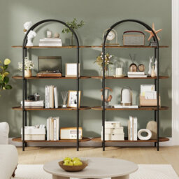 Gainoom Arched Bookshelf 4-Tier Industrial Open Bookcase Freestanding Display Storage Organizer - thumbnail 6