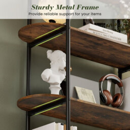 Gainoom Arched Bookshelf 4-Tier Industrial Open Bookcase Freestanding Display Storage Organizer - thumbnail 7