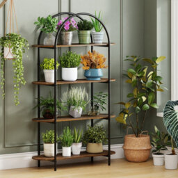 Gainoom Arched Bookshelf 4-Tier Industrial Open Bookcase Freestanding Display Storage Organizer - thumbnail 5