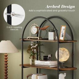 Gainoom Arched Bookshelf 4-Tier Industrial Open Bookcase Freestanding Display Storage Organizer - thumbnail 9