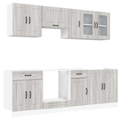 Berkfield Elegant 8 Piece Kitchen Cabinet Set Kalmar Grey Sonoma Engineered Wood
