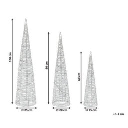 Beliani Set Of 3 Christmas Decorations Led Tuelso Christmas Tree 60/80/100 Cm Gold - thumbnail 3