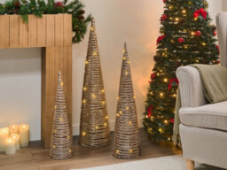 Beliani Set Of 3 Christmas Decorations Led Tuelso Christmas Tree 60/80/100 Cm Gold - thumbnail 2