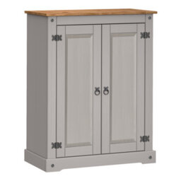 Mercers Furniture Corona Grey Wax 2 Door Shoe Cupboard Rack Solid Wood Pine Wooden - thumbnail 3