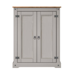 Mercers Furniture Corona Grey Wax 2 Door Shoe Cupboard Rack Solid Wood Pine Wooden - thumbnail 4
