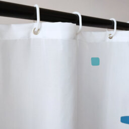 Neel Blue Mosaic Blue Polyester Shower Curtain, Water-Resistant Bathroom Curtain With 12 Hooks - 180X200Cm - thumbnail 4