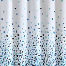 Neel Blue Mosaic Blue Polyester Shower Curtain, Water-Resistant Bathroom Curtain With 12 Hooks - 180X200Cm - thumbnail 6