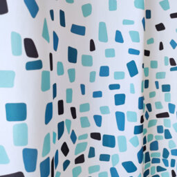 Neel Blue Mosaic Blue Polyester Shower Curtain, Water-Resistant Bathroom Curtain With 12 Hooks - 180X200Cm - thumbnail 3