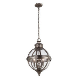 Elegant 3 Bulb Antique Nickel Chandelier Pendant Light With E14 Led Bulbs - thumbnail 1